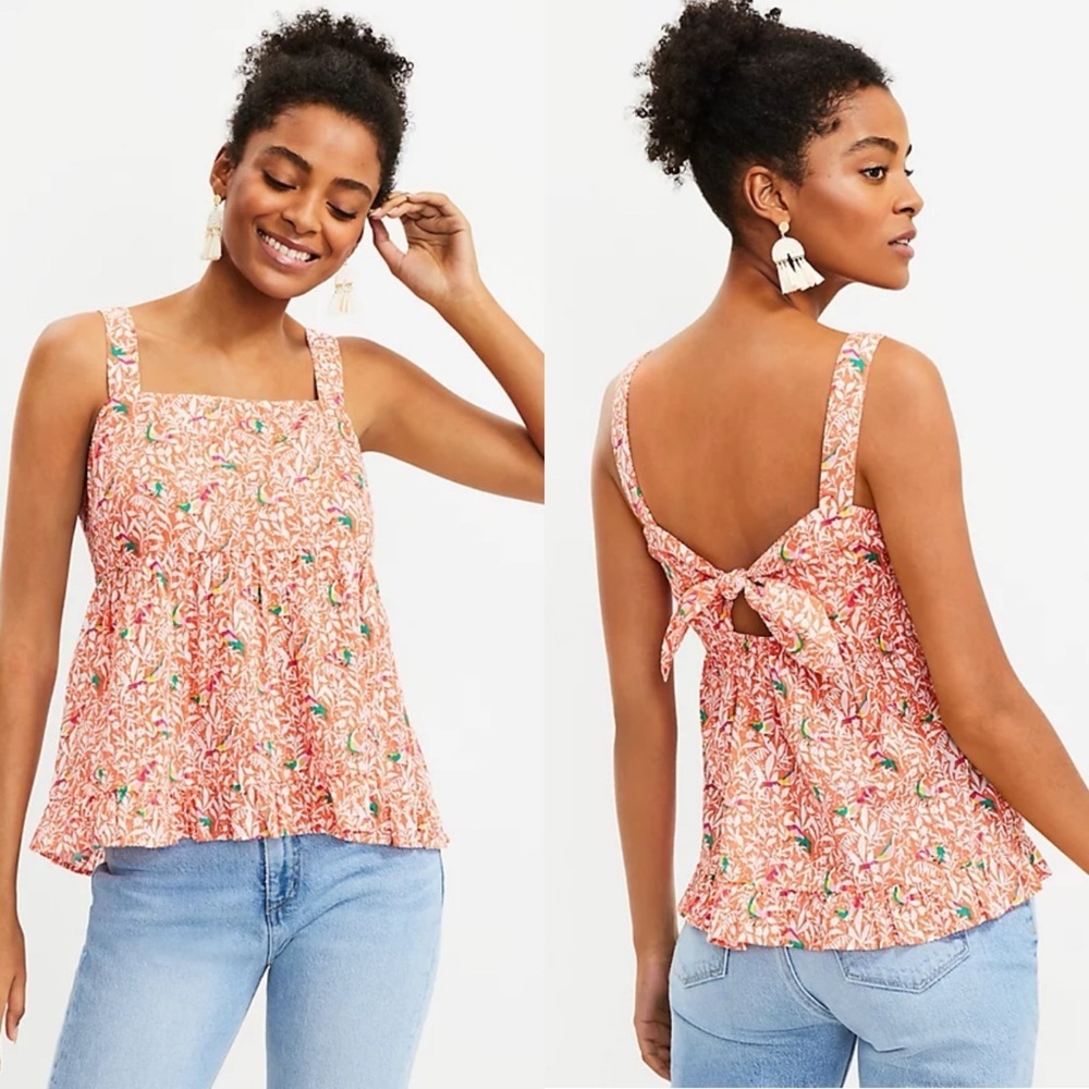 Loft | petite bird tie back peplum cami